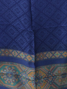 Royal Blue Green Self Weaved Silk Wool Kashmiri Stole - S200617