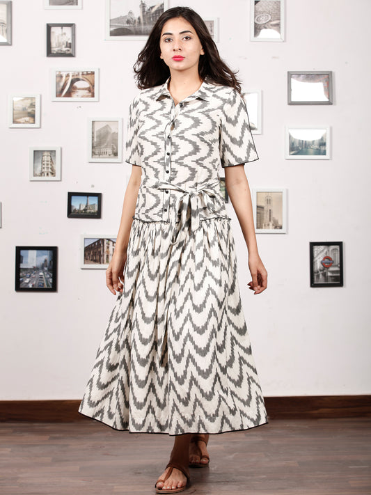 MONOCHROME PLAY - Handwoven Ikat Midi Dress - D324F1452