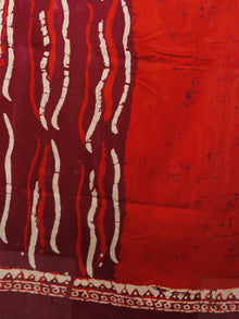 Red Maroon Ivory Mughal Nakashi Ajrakh Hand Block Printed Cotton Stole - S63170169