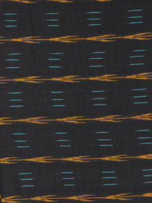 Black Teal Blue Orange Pochampally Hand Weaved Ikat Fabric Per Meter - F0916754
