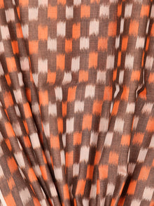 Rust Orange Ivory Pochampally Hand Weaved Ikat Mercerised Cotton Fabric Per Meter - F002F1743