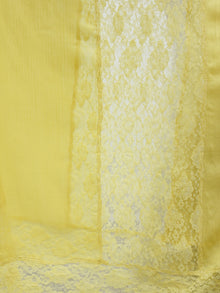 Yellow Lace Work Fine Woolen Cashmere Stole - S6317173