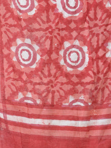 Coral White Handloom Cotton Hand Block Printed Dupatta - D04170561
