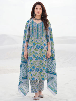 Aina Chitra Set Of Kurta Pants Dupatta