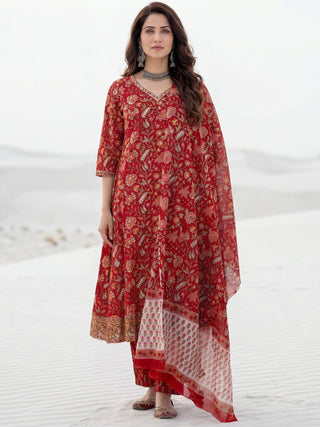 Gazal Roopa Set Of A Line Kurta Pants Dupatta