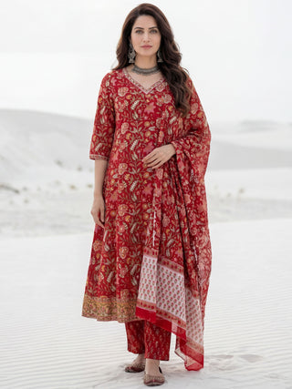 Gazal Roopa Set Of A Line Kurta Pants Dupatta