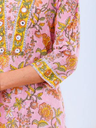 Aina Fiza Set Of Straight Kurta Pants Kota Dupatta