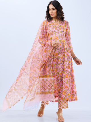 Aina Samah Set Of Kali Kurta Pants Dupatta