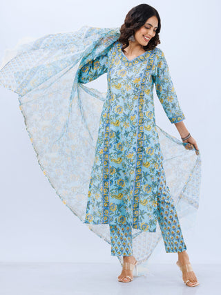 Aina Prerna Set Of Kurta Pants Kota Dupatta