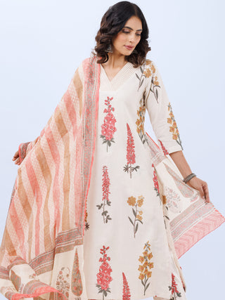 Aina Beena Set Of Kurta Pants Kota Dupatta