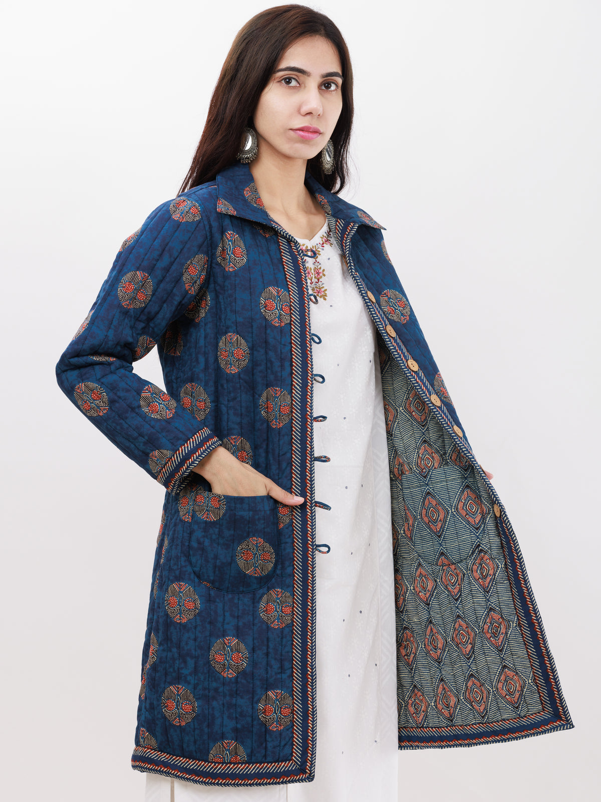 Shishir Neena Ajrakh Quilted Reversible Jacket – InduBindu