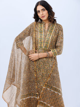 Aina Divya Set Of Kurta Pants Kota Dupatta