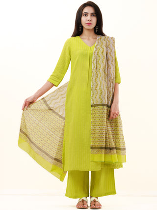 Roz Mannat Set Of Kurta Pants Kota Dupatta