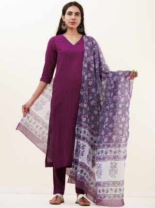 Roz Meenal Set Of Kurta Pants Kota Dupatta