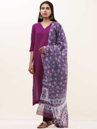 Roz Meenal Set Of Kurta Pants Kota Dupatta