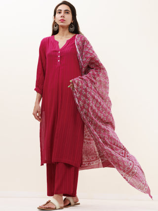 Roz Utsav Set Of Kurta Pants Kota Dupatta