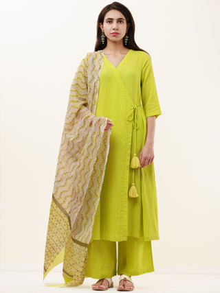 Roz Karuna Set Of Kurta Pants Kota Dupatta