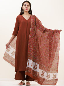 Roz Heena Set Of Kurta Pants Kota Dupatta