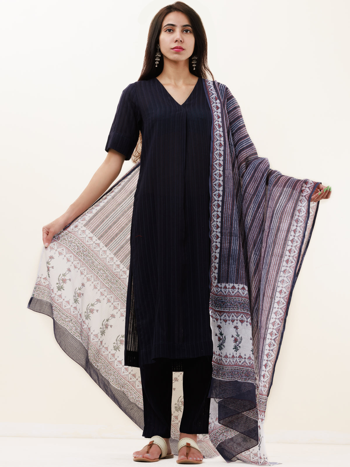 Roz Tasha Set Of Kurta Pants Kota Dupatta