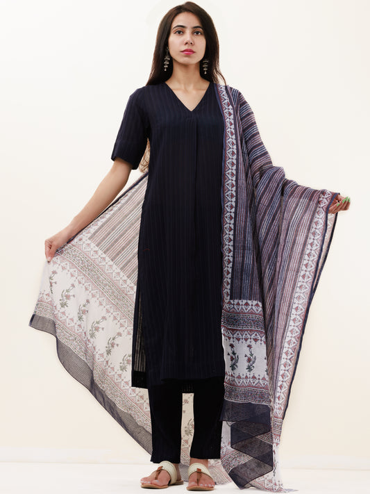 Roz Tasha Set Of Kurta Pants Kota Dupatta