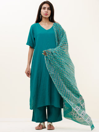 Roz Samah Set Of Kurta Pants Kota Dupatta