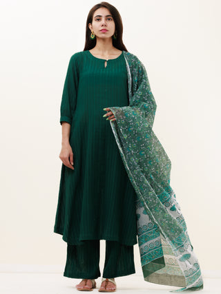 Roz Sharad Set Of Kurta Pants Kota Dupatta