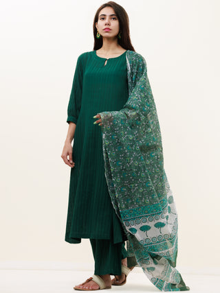 Roz Sharad Set Of Kurta Pants Kota Dupatta