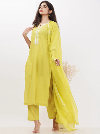 Parv Resha Set Of Kurta Pants Kota Dupatta
