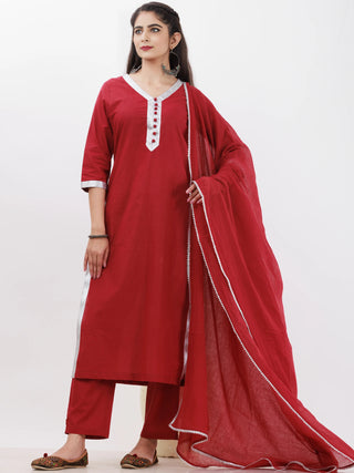 Parv Manan Set Of Kurta Pants Kota Dupatta