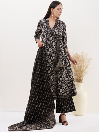 Utsav Raas Set Of Angrakha Kurta Pants Dupatta