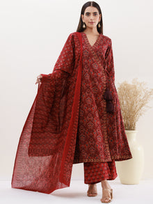 Utsav Ghazal Set Of Angrakha Kurta Pants Dupatta