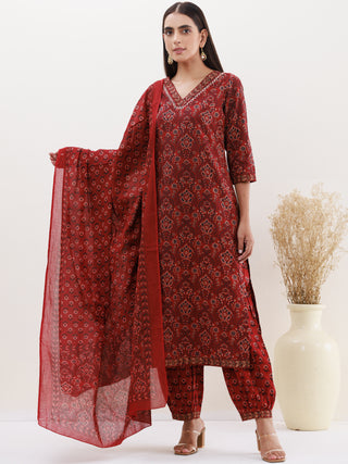 Utsav Shirat Set Of Kurta Afghani Pants Dupatta