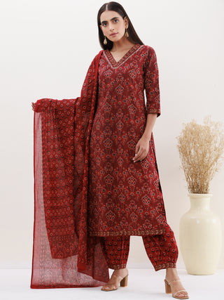 Utsav Shirat Set Of Kurta Afghani Pants Dupatta
