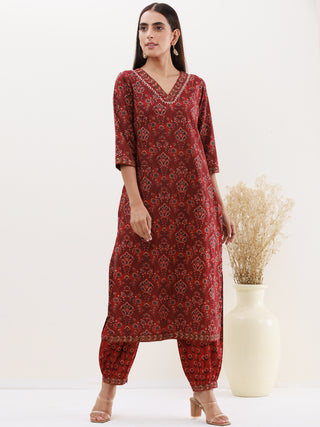 Utsav Shirat Set Of Kurta Afghani Pants Dupatta