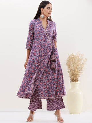 Utsav Divya Set Of Angrakha Kurta Pants Dupatta