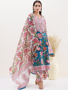 Rozana Fiza Set Of Kurta Palazzo Dupatta