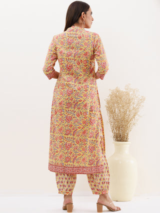 Rozana Mohak Set Of Kurta Salwar Pants Dupatta