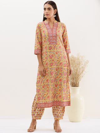 Rozana Mohak Set Of Kurta Salwar Pants Dupatta