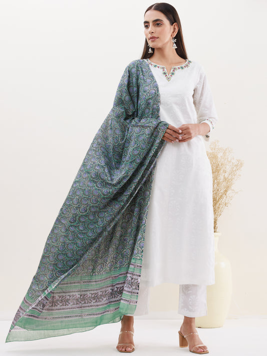 Gulmarg Mehrab Set Of Kurta Pants Dupatta