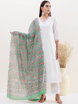 Gulmarg Manal Set Of Kurta Pants Dupatta