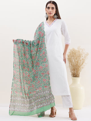 Gulmarg Manal Set Of Kurta Pants Dupatta