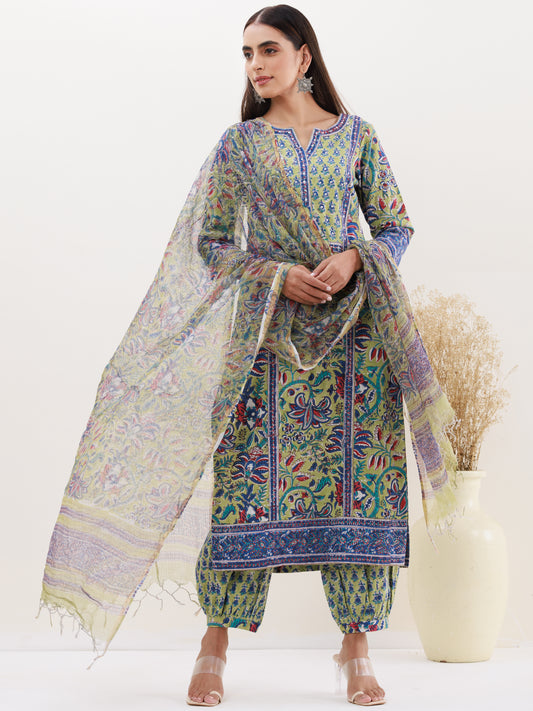 Gazal Fiza Set Of Kurta Afghani Pants Dupatta