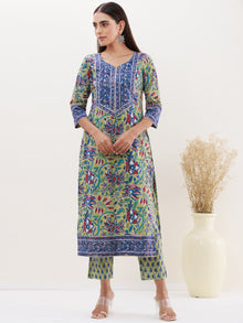 Gazal Raina Set Of Kurta Pants Kota Doria Dupatta