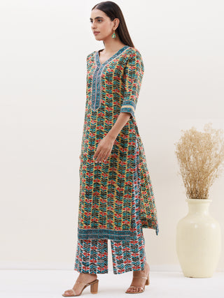 Gazal Diva Set Of Kurta Pants Kota Doria Dupatta