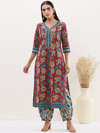 Gazal Ria Set Of Kurta Salwar Pants Kota Doria Dupatta