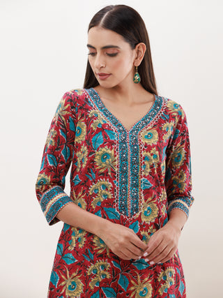 Gazal Ria Set Of Kurta Salwar Pants Kota Doria Dupatta