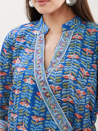 Gazal Karuna Set Of Angrakha Kurta Pants Kota Doria Dupatta