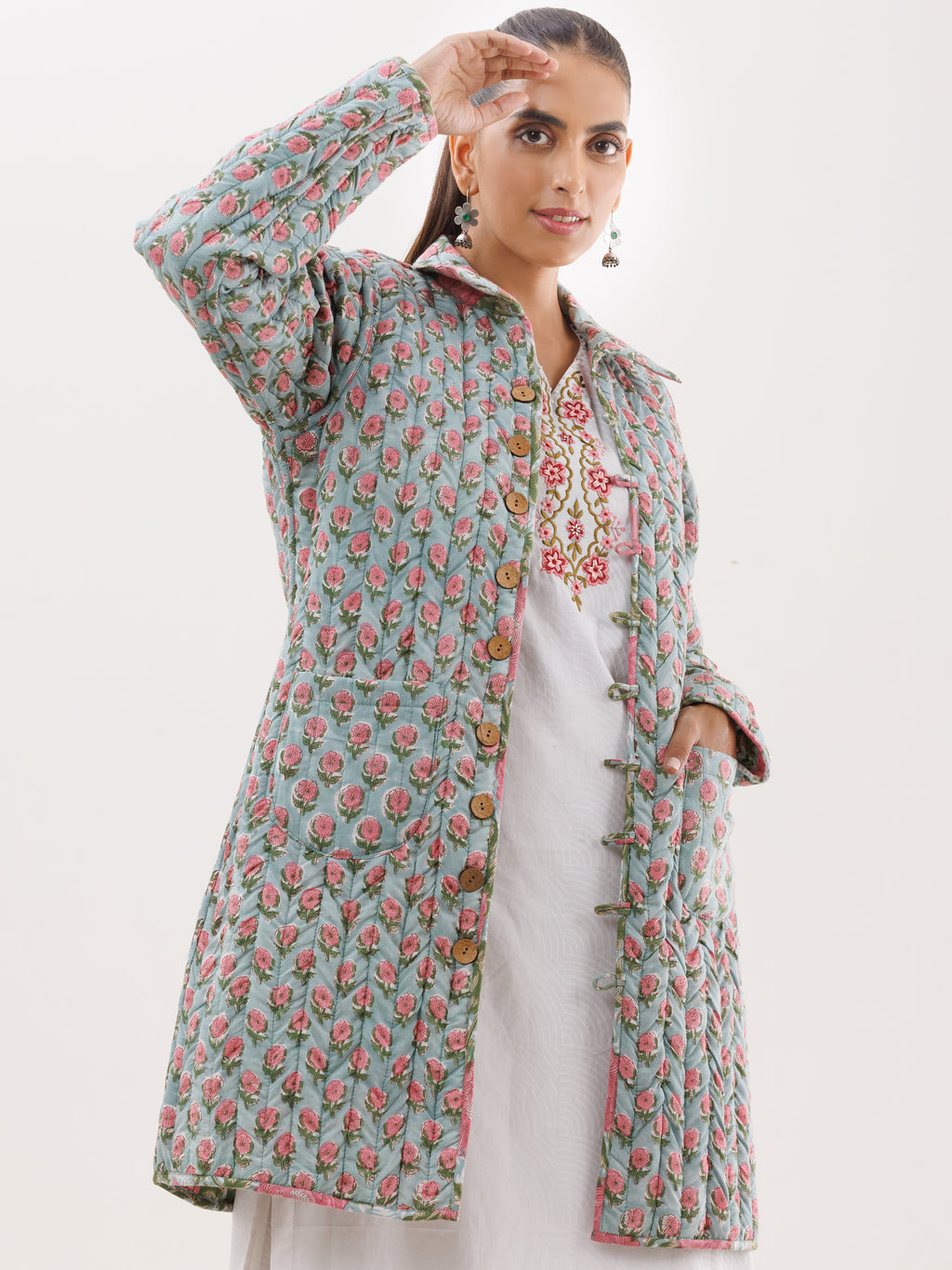 Shishir Fagun Quilted Reversible Jacket – InduBindu