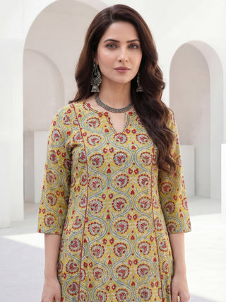 Roz Mahi Set Of Kali Kurta Pants Dupatta