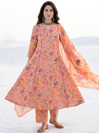 Aina Sonam Set Of Kali Kurta Pants & Dupatta